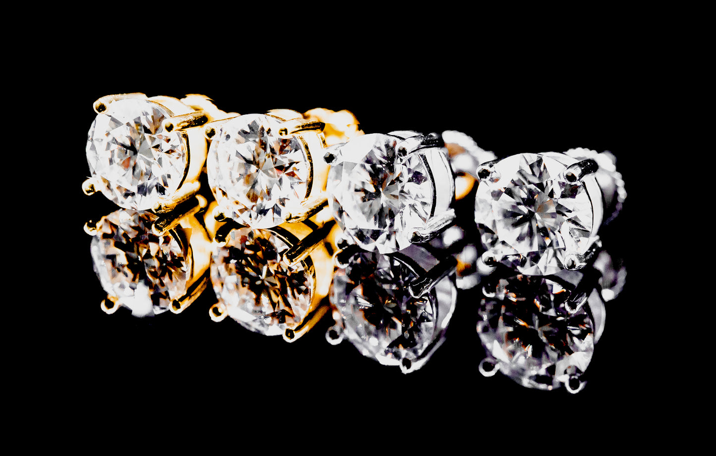 Moissanite Diamond VVS D Color Round Cut Studs Earrings set in 14K Gold Plated /Real Silver 925 3MM-10MM | PASS DIAMOND TESTER