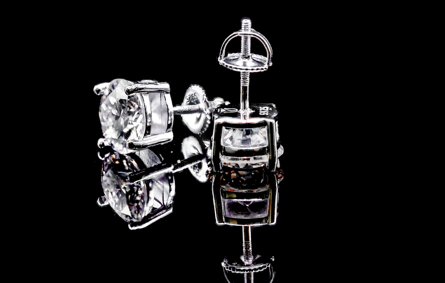 Moissanite Diamond VVS D Color Round Cut Studs Earrings set in 14K Gold Plated /Real Silver 925 3MM-10MM | PASS DIAMOND TESTER