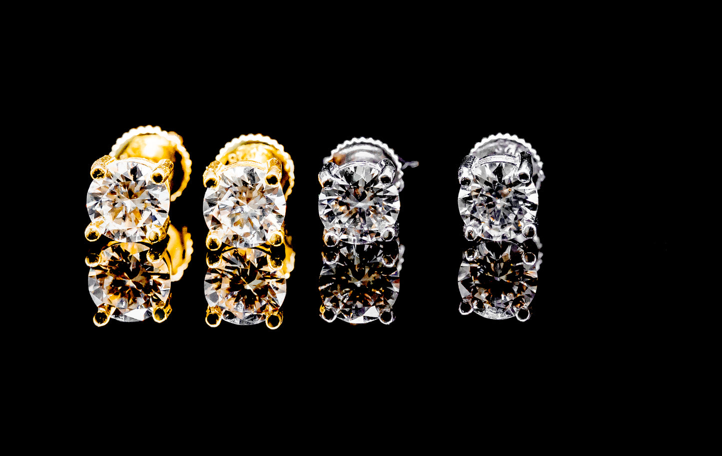 Moissanite Diamond VVS D Color Round Cut Studs Earrings set in 14K Gold Plated /Real Silver 925 3MM-10MM | PASS DIAMOND TESTER