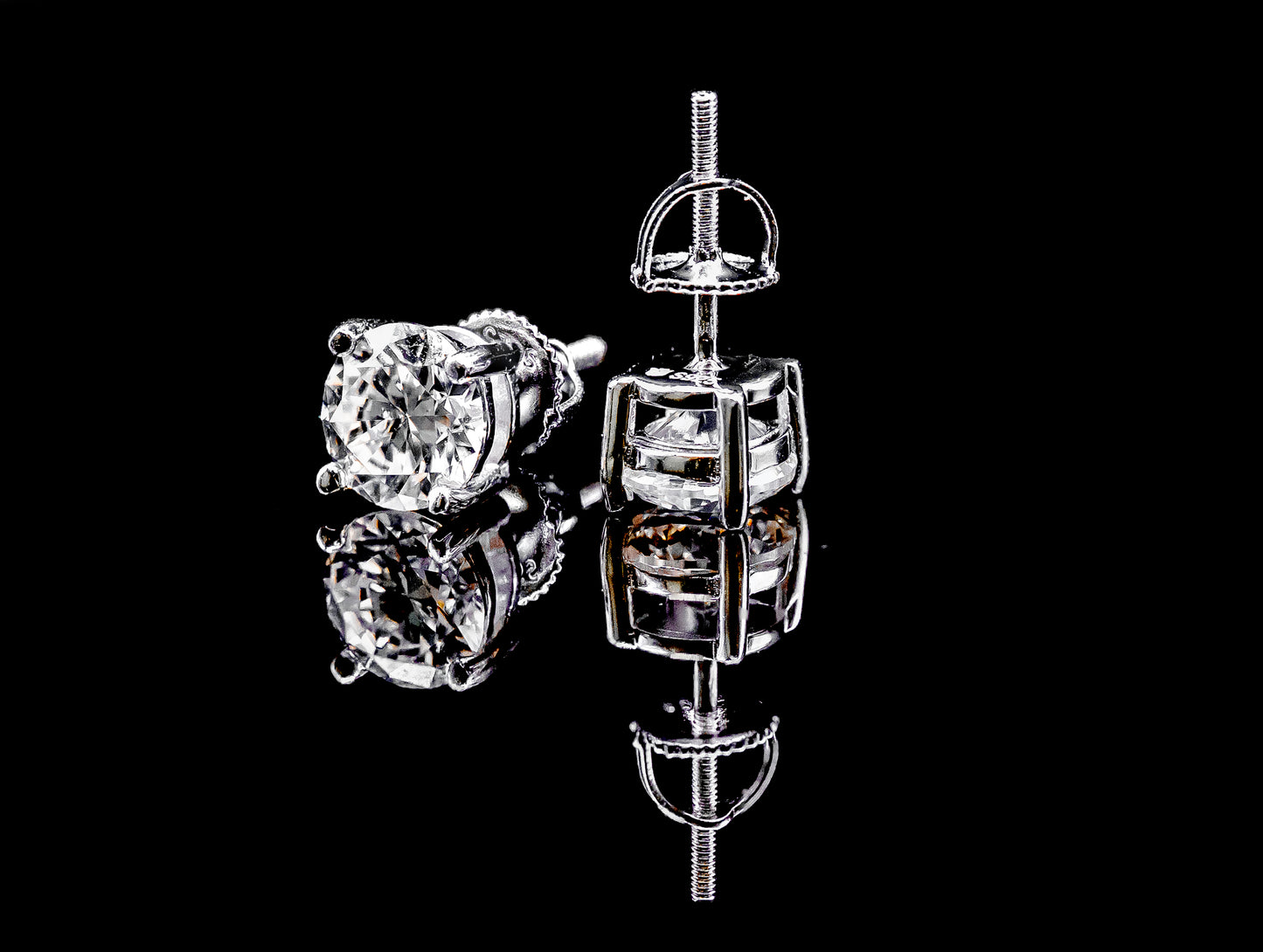 Moissanite Diamond VVS D Color Round Cut Studs Earrings set in 14K Gold Plated /Real Silver 925 3MM-10MM | PASS DIAMOND TESTER