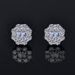 Double Baguette  Flower Shape Halo Moissanite Earrings 14K Gold Plated/ Real Silver 925 - 8MM | PASS DIAMOND TESTER!!