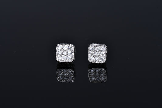 Moissanite Diamond VVS D Color Square Cluster Earrings Real Silver 925 8.5MM| PASS DIAMOND TESTER