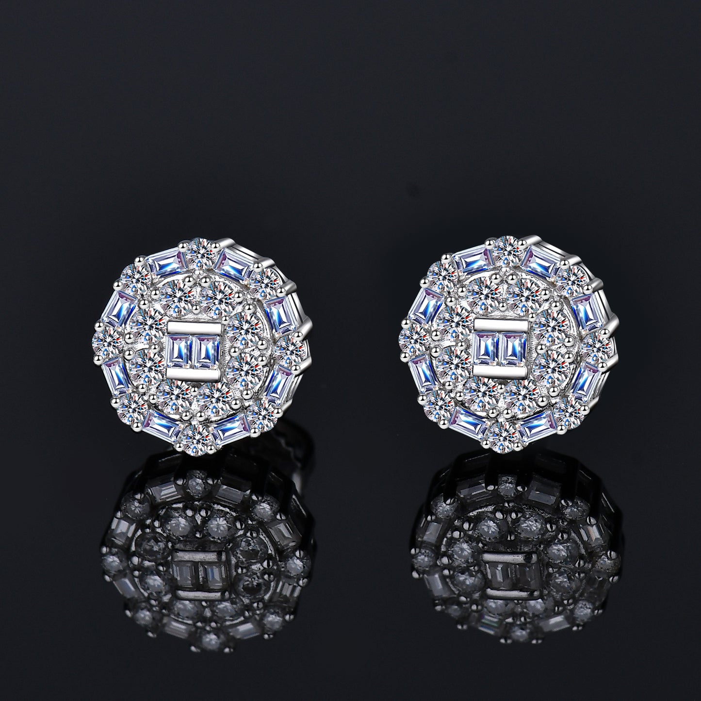 Moissanite Diamond VVS D Color "Shine Bright Like a Diamond" Iced Out Earrings Real Silver 925 10MM | PASS DIAMOND TESTER