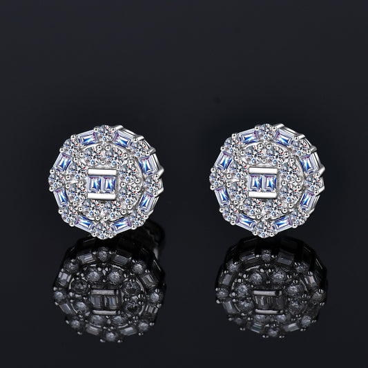 Moissanite Diamond VVS D Color "Shine Bright Like a Diamond" Iced Out Earrings Real Silver 925 10MM | PASS DIAMOND TESTER