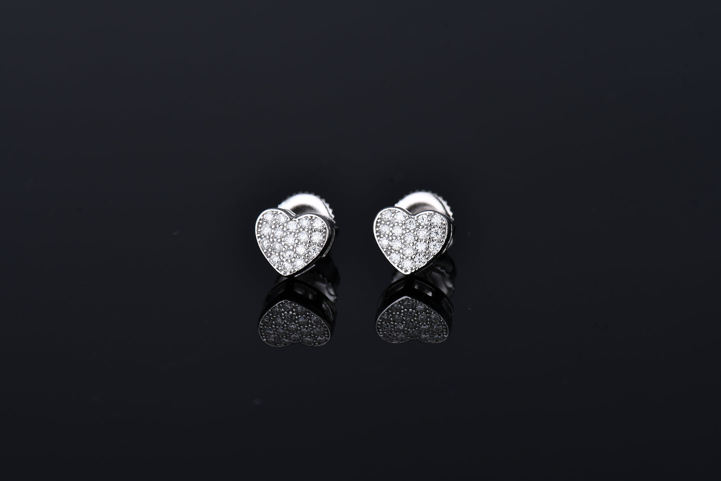 Moissanite Diamond VVS D Color Essence Pave Love Heart Earring 14K Gold Plated /Real Silver 925 7MM | PASS DIAMOND TESTER