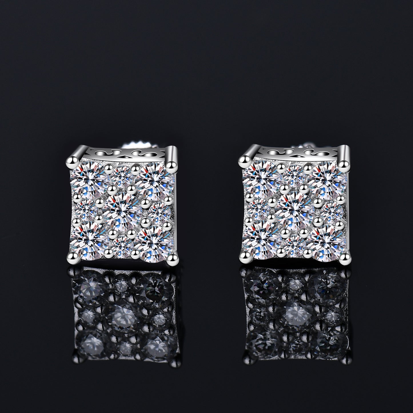 Moissanite Diamond VVS D Color Square Pointer Earrings 14K Gold Plated /Real Silver 925 6MM-9MM | PASS DIAMOND TESTER