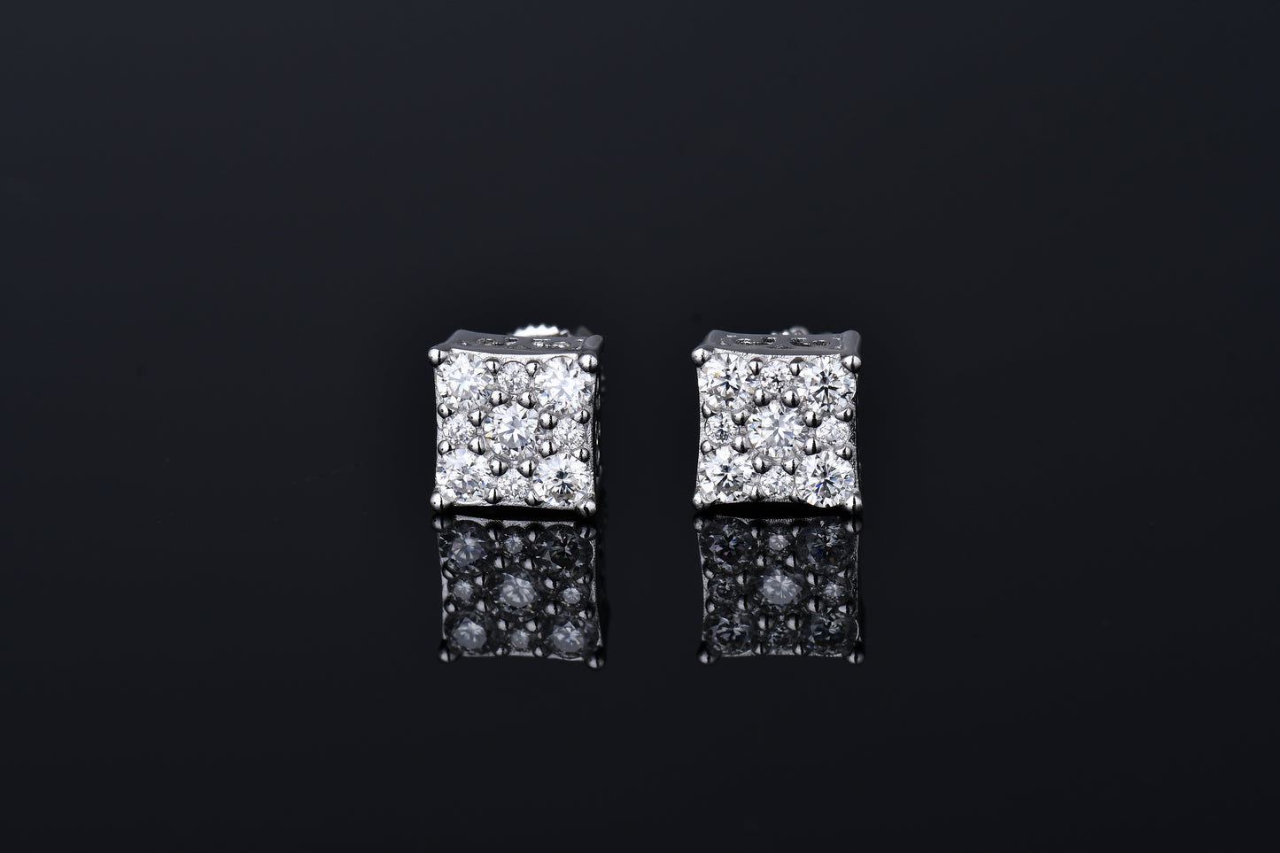 Moissanite Diamond VVS D Color Square Pointer Earrings 14K Gold Plated /Real Silver 925 6MM-9MM | PASS DIAMOND TESTER