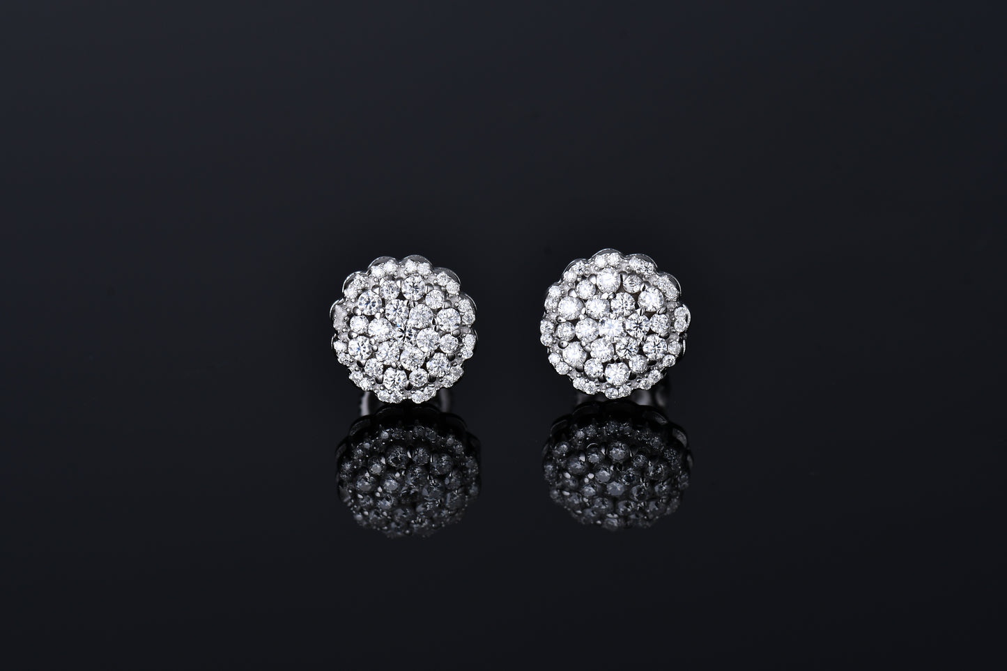 Moissanite Diamond VVS D Color Real Solid Sterling Silver 925 Cluster fine Earring   9.5MM | PASS DIAMOND TESTER