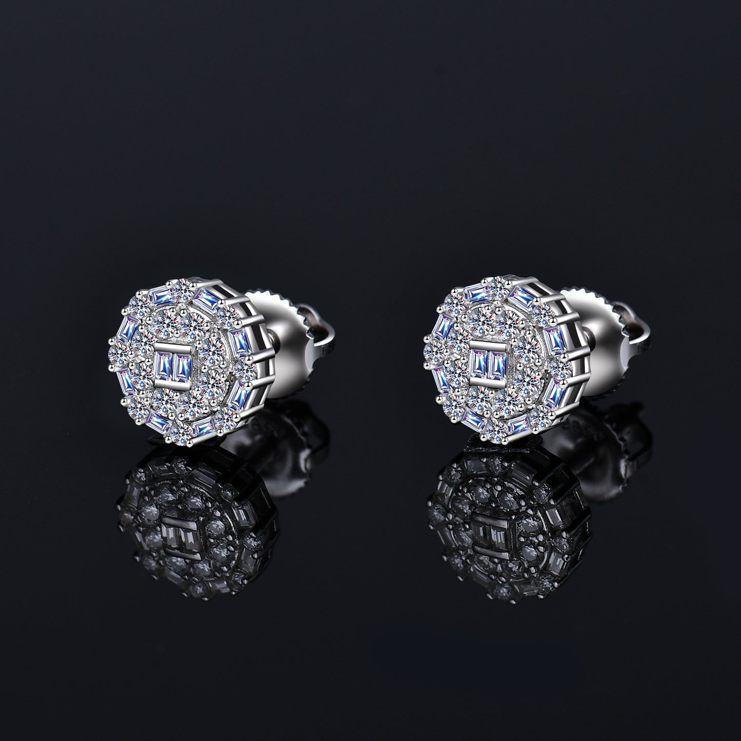 Moissanite Diamond VVS D Color "Shine Bright Like a Diamond" Iced Out Earrings Real Silver 925 10MM | PASS DIAMOND TESTER