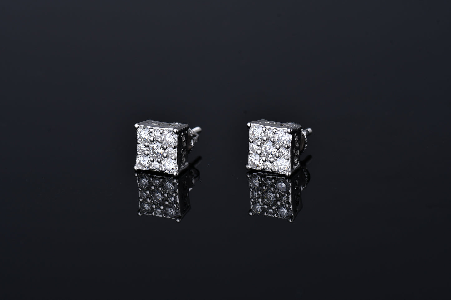 Moissanite Diamond VVS D Color Square Pointer Earrings 14K Gold Plated /Real Silver 925 6MM-9MM | PASS DIAMOND TESTER