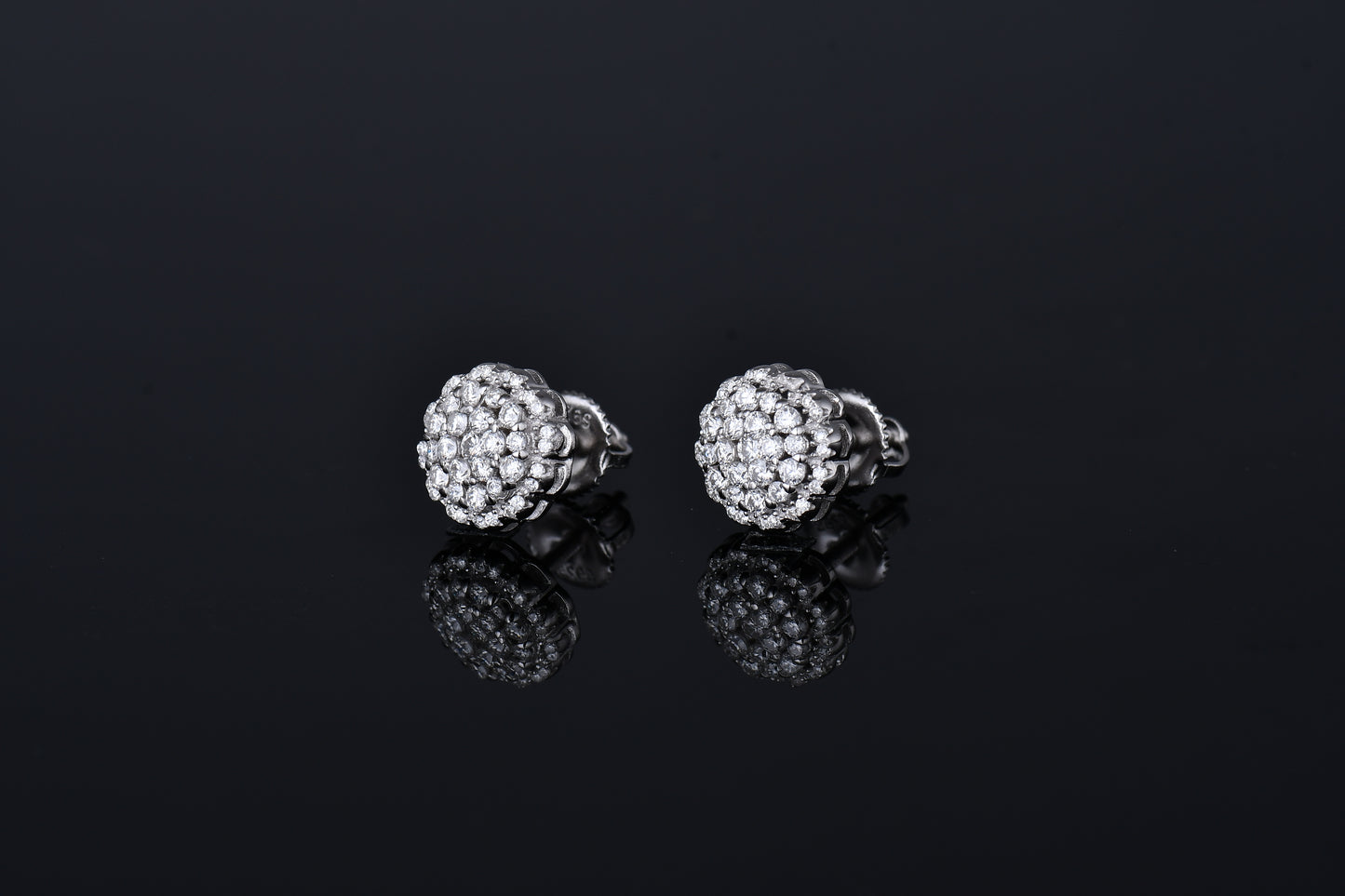 Moissanite Diamond VVS D Color Real Solid Sterling Silver 925 Cluster fine Earring   9.5MM | PASS DIAMOND TESTER