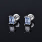 Moissanite Diamond VVS D Color Real Solid Sterling Silver 925 Emerald Cut Stud Earrings | 5MM - 6MM | PASS DIAMOND TESTER