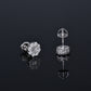 Double Baguette  Flower Shape Halo Moissanite Earrings 14K Gold Plated/ Real Silver 925 - 8MM | PASS DIAMOND TESTER!!