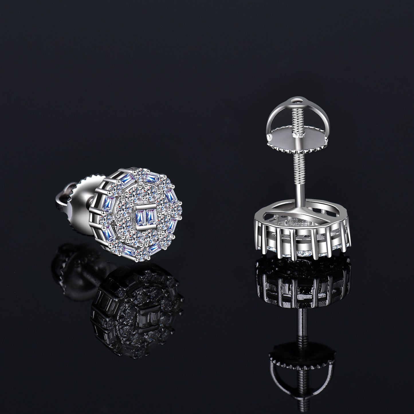 Moissanite Diamond VVS D Color "Shine Bright Like a Diamond" Iced Out Earrings Real Silver 925 10MM | PASS DIAMOND TESTER