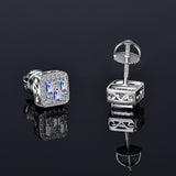 Moissanite Diamond Triple Baguette Halo Earrings 7.5mm 1 Carat 14K Gold Plated