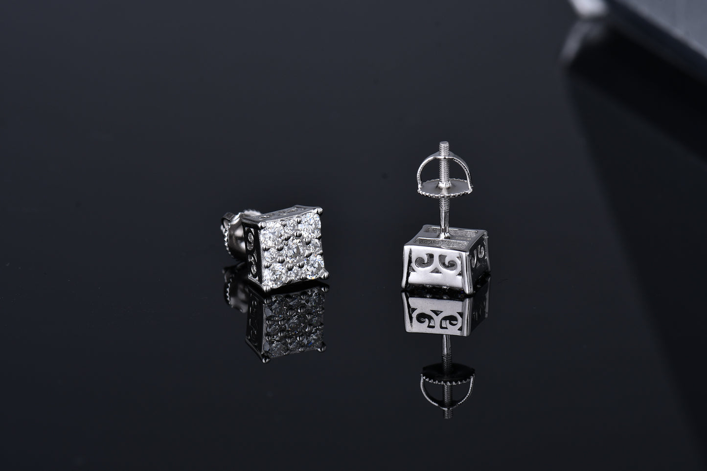 Moissanite Diamond VVS D Color Square Pointer Earrings 14K Gold Plated /Real Silver 925 6MM-9MM | PASS DIAMOND TESTER