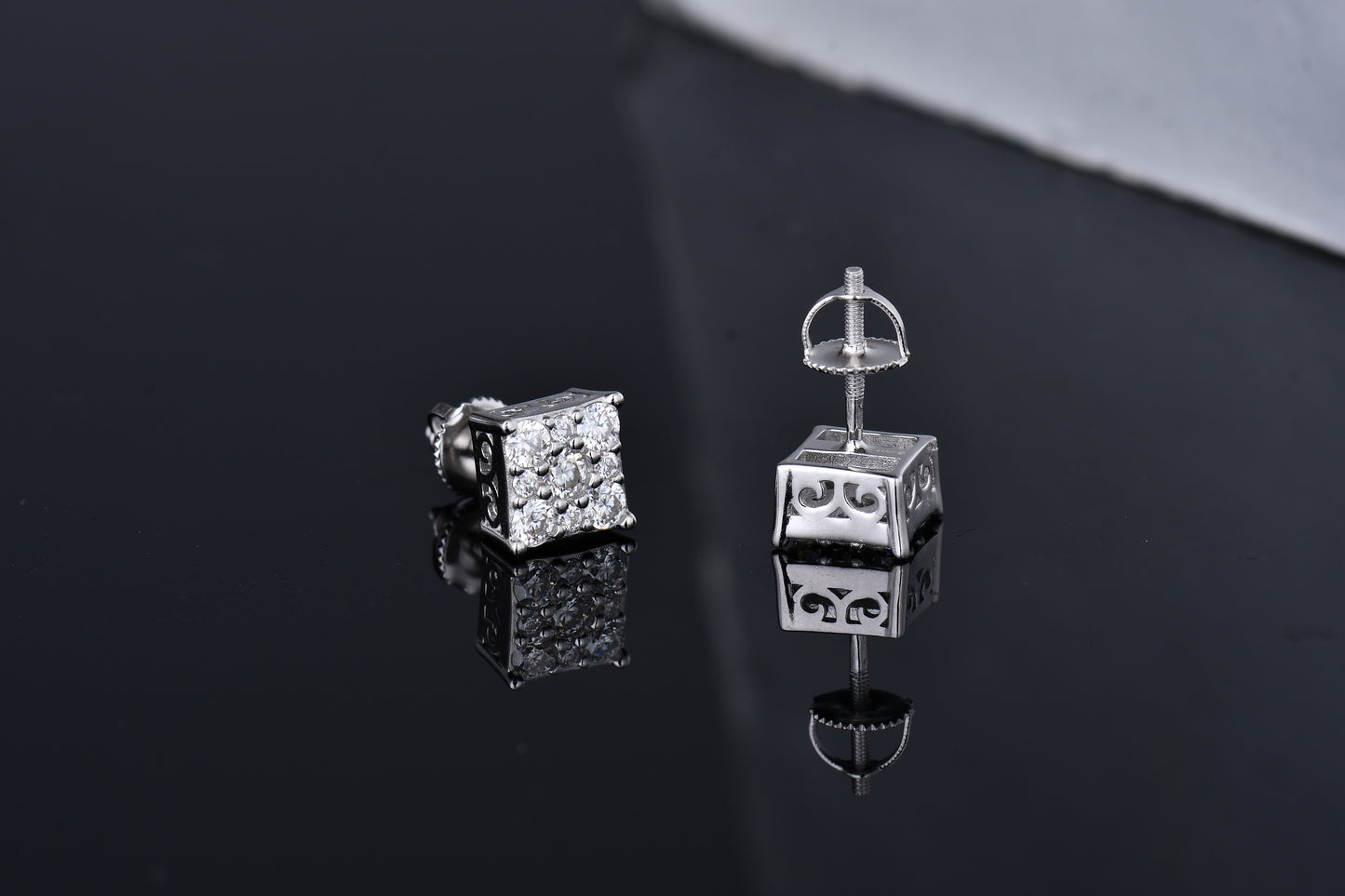 Moissanite Diamond VVS D Color Square Pointer Earrings 14K Gold Plated /Real Silver 925 6MM-9MM | PASS DIAMOND TESTER