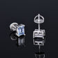 Moissanite Diamond VVS D Color Real Solid Sterling Silver 925 Emerald Cut Stud Earrings | 5MM - 6MM | PASS DIAMOND TESTER
