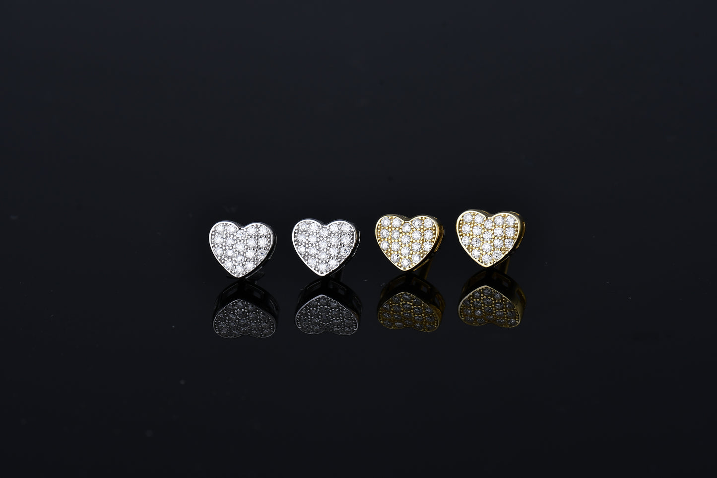 Moissanite Diamond VVS D Color Essence Pave Love Heart Earring 14K Gold Plated /Real Silver 925 7MM | PASS DIAMOND TESTER