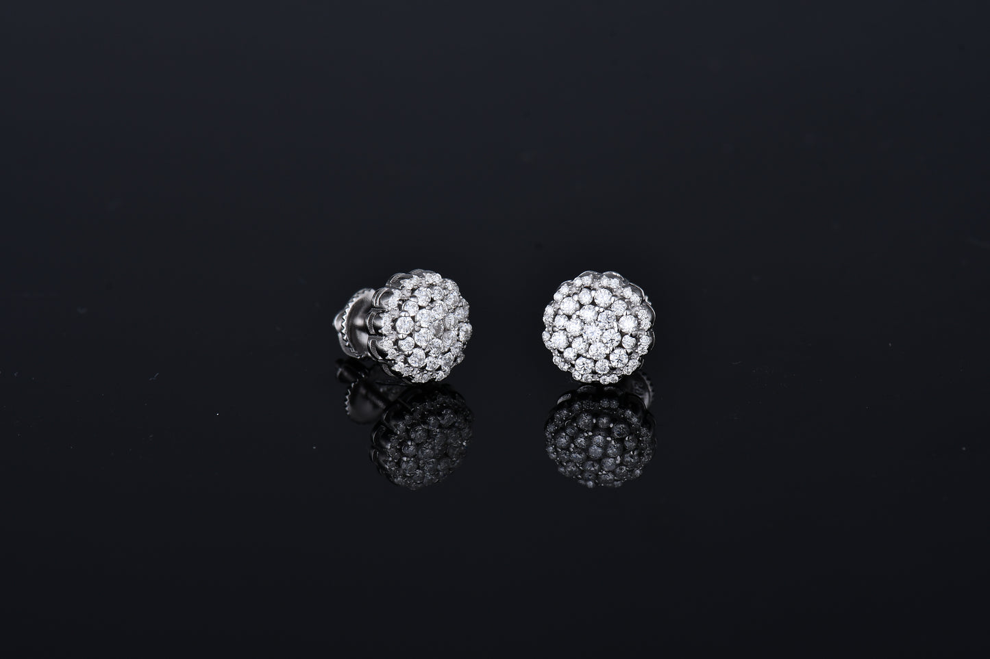 Moissanite Diamond VVS D Color Real Solid Sterling Silver 925 Cluster fine Earring   9.5MM | PASS DIAMOND TESTER