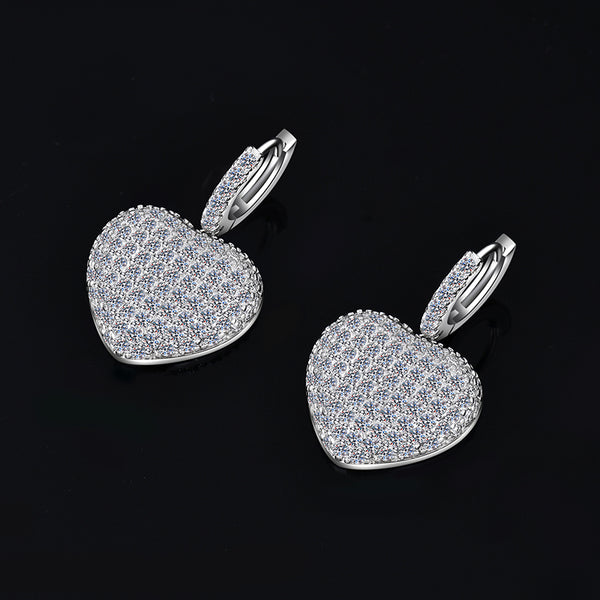 silver heart earrings dangle