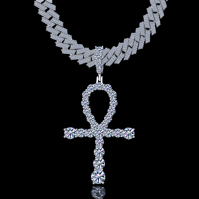 Fully Iced Out Ankh Pendant Moissanite Diamond VVS D Color | 925 silver | PASS DIAMOND TESTER!!!