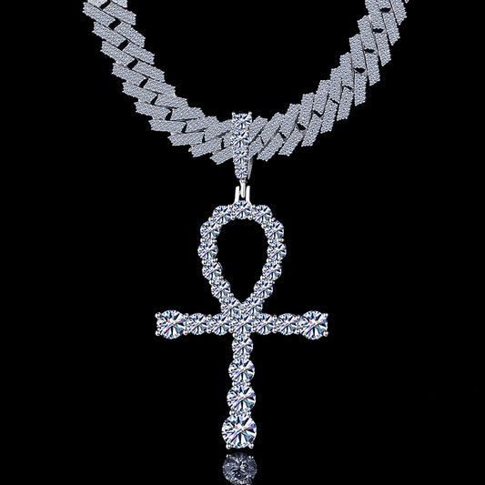 Fully Iced Out Ankh Pendant Moissanite Diamond VVS D Color | 925 silver | PASS DIAMOND TESTER!!!