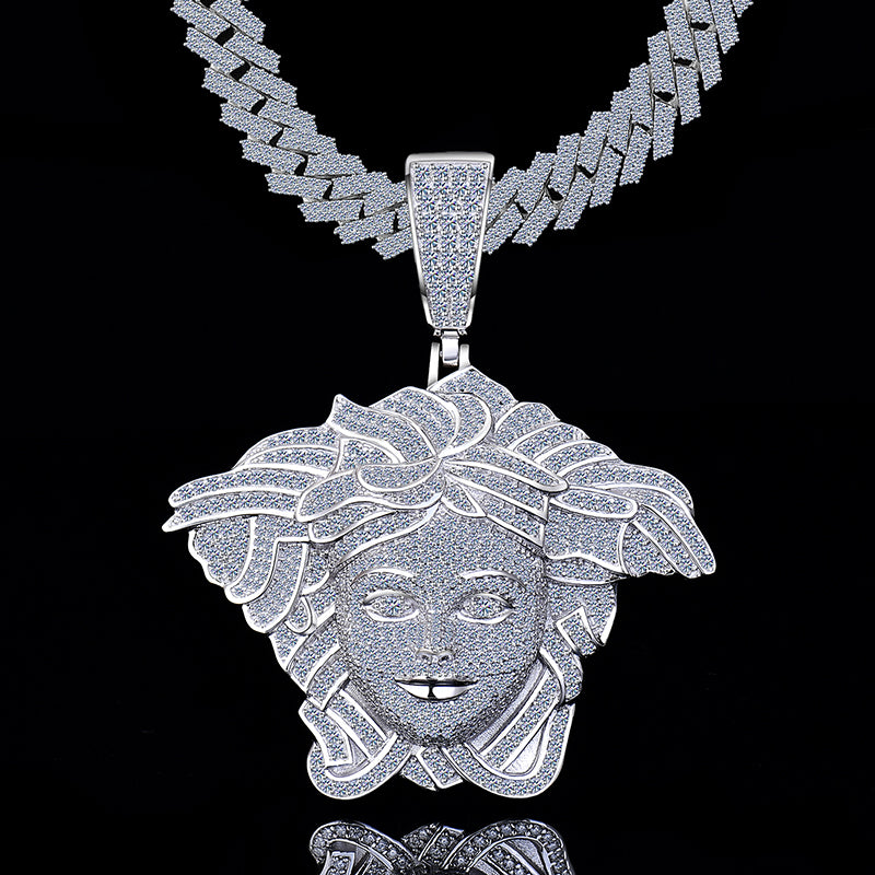 MOISSANITE Medusa Head Iced Out Pendant - Moissanite Diamond VVS D Color | 925 Silver | PASS DIAMOND TESTER!!! | Large 3"