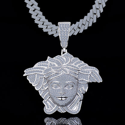 MOISSANITE Medusa Head Iced Out Pendant - Moissanite Diamond VVS D Color | 925 Silver | PASS DIAMOND TESTER!!! | Large 3"