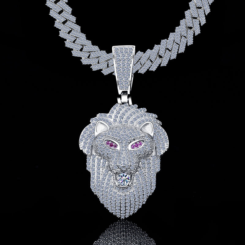 Hip Hop Iced Out Moissanite Diamond VVS D Color Lion Charm |925 Silver | PASS DIAMOND TESTER!!!