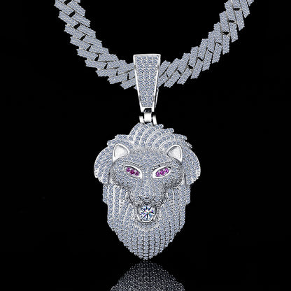 Hip Hop Iced Out Moissanite Diamond VVS D Color Lion Charm |925 Silver | PASS DIAMOND TESTER!!!