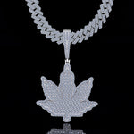 Moissanite Leaf Pendant Iced Out