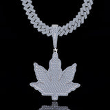Moissanite Leaf Pendant Iced Out