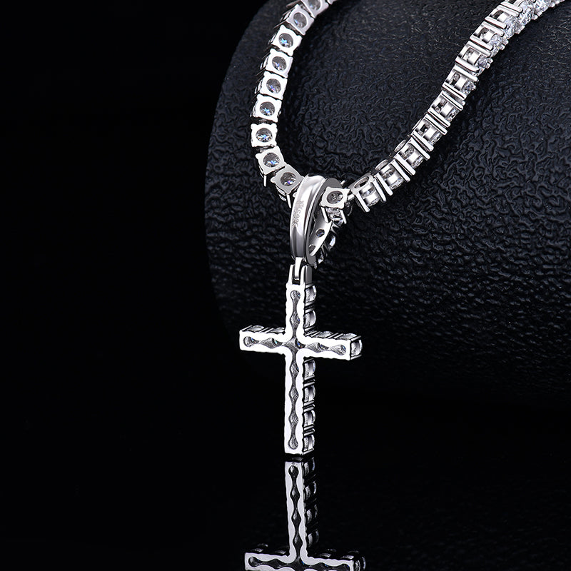 Fully Iced Out Cross Pendant Moissanite Diamond VVS D Color | 925 silver 14k Gold Plated |PASS DIAMOND TESTER!!!