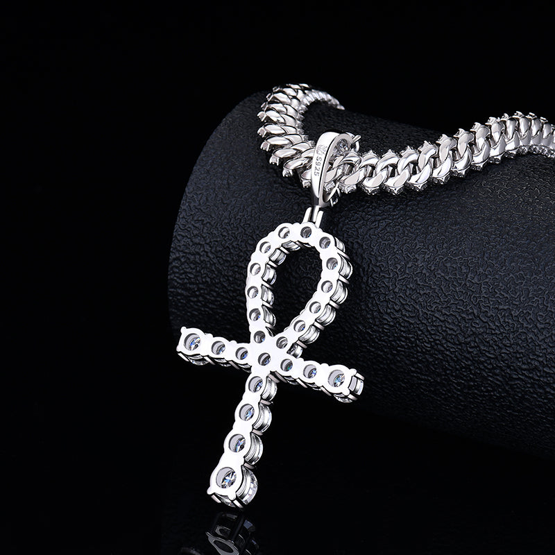 Fully Iced Out Ankh Pendant Moissanite Diamond VVS D Color | 925 silver | PASS DIAMOND TESTER!!!