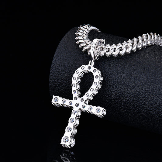 Fully Iced Out Ankh Pendant Moissanite Diamond VVS D Color | 925 silver | PASS DIAMOND TESTER!!!