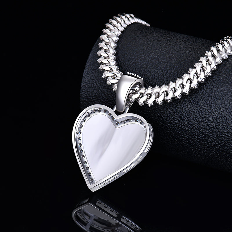 Elegant Heart Shape Moissanite VVS D color Diamond Picture/ Memory Charm | 925 Silver| PASS DIAMOND TESTER!!!