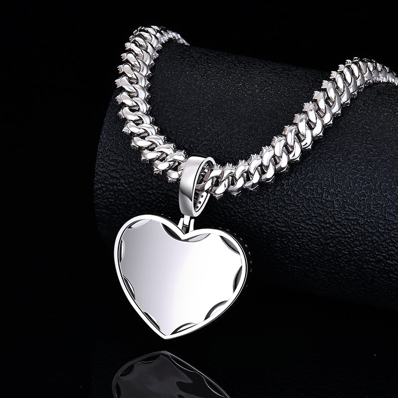 Bling HipHop Baguettes Heart Shape Style Moissanite VVS D color Diamond Charm | 925 Silver| PASS DIAMOND TESTER!!!