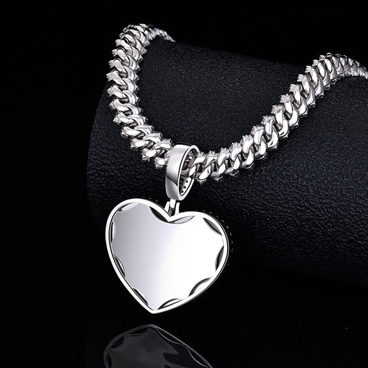 Bling HipHop Baguettes Heart Shape Style Moissanite VVS D color Diamond Charm | 925 Silver| PASS DIAMOND TESTER!!!