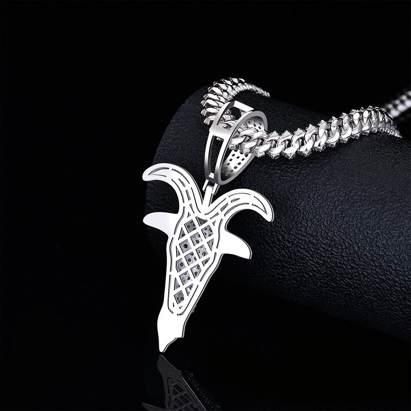 Hip Hop Round Moissanite Diamond VVS D Color Goat Head Pendant | 925 Silver | PASS DIAMOND TESTER!!!