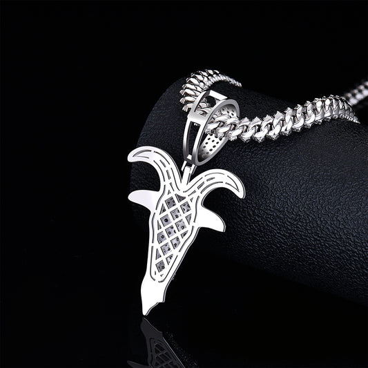 Hip Hop Round Moissanite Diamond VVS D Color Goat Head Pendant | 925 Silver | PASS DIAMOND TESTER!!!