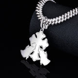 Moissanite Praying Hands Cross Pendant Iced Out