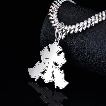 Moissanite Praying Hands Cross Pendant Iced Out