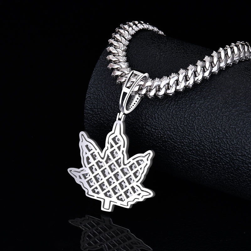 Leaf Charm Hip Hop Style | Moissanite Diamond VVS D Color | 925 Silver | PASS DIAMOND TESTER!!!