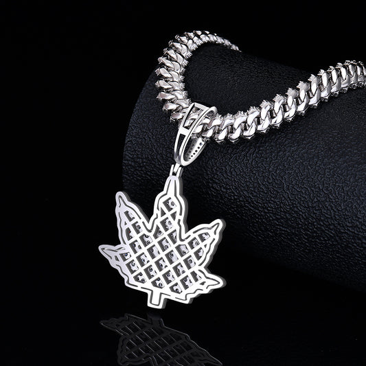 Leaf Charm Hip Hop Style | Moissanite Diamond VVS D Color | 925 Silver | PASS DIAMOND TESTER!!!