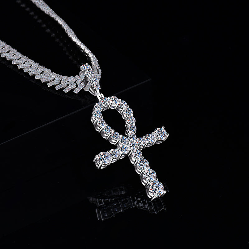 Fully Iced Out Ankh Pendant Moissanite Diamond VVS D Color | 925 silver | PASS DIAMOND TESTER!!!