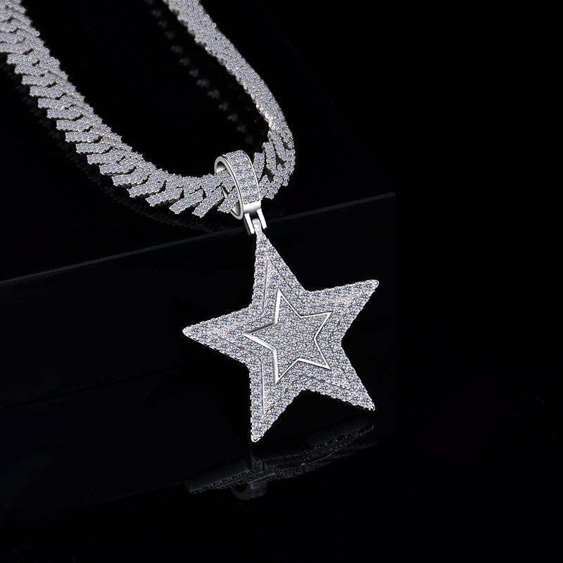Super STAR Iced Out Pendant | Moissanite VVS D Color | 925 silver | PASS DIAMOND TESTER!!!