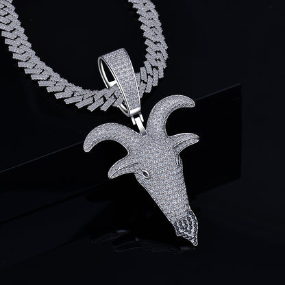 silver goat head pendant