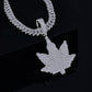 Leaf Charm Hip Hop Style | Moissanite Diamond VVS D Color | 925 Silver | PASS DIAMOND TESTER!!!
