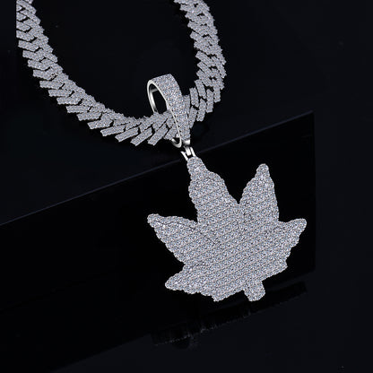 Moissanite Leaf Pendant Ice